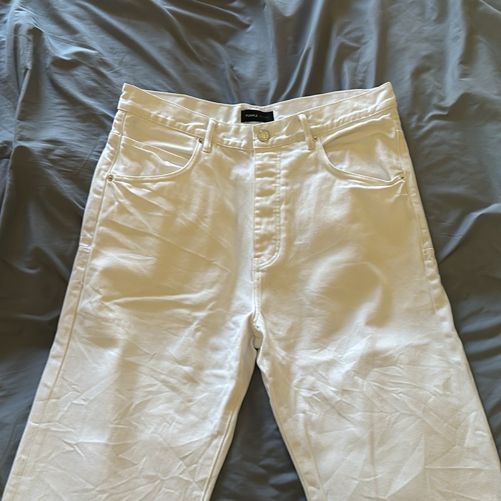 W34 L32 Purple Baggy White Jeans